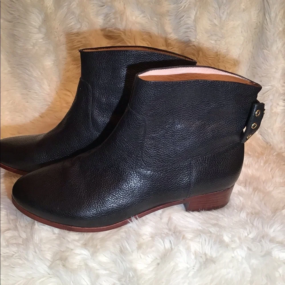 Kate spade womens  black leather studded bows ankle boots size 8.5